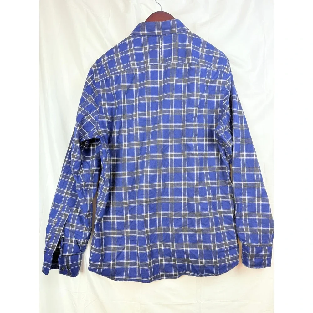 Banana Republic Luxe Flannel Slim Fit Plaid Long Sleeve Button Down Shirt Mens L